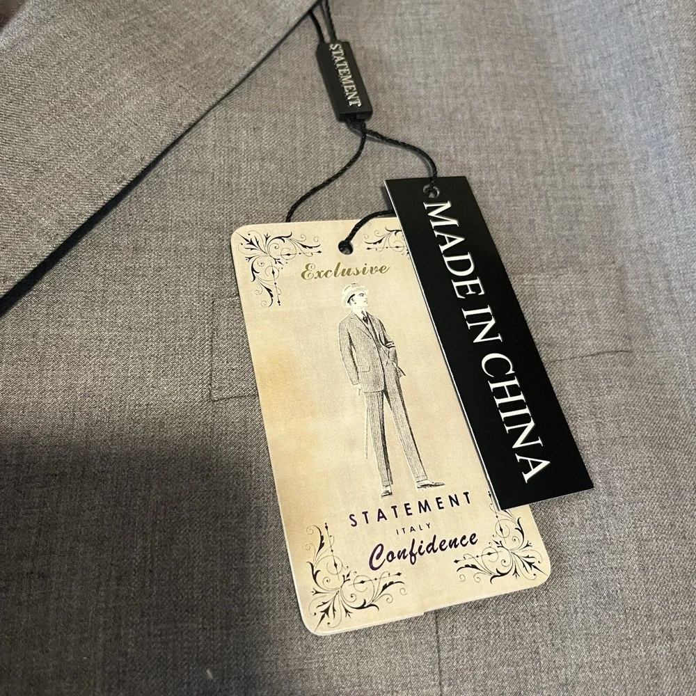 Statement NEW Italy Confidence Pure Handmade Blazer Gray Wool Mens Size 44R
